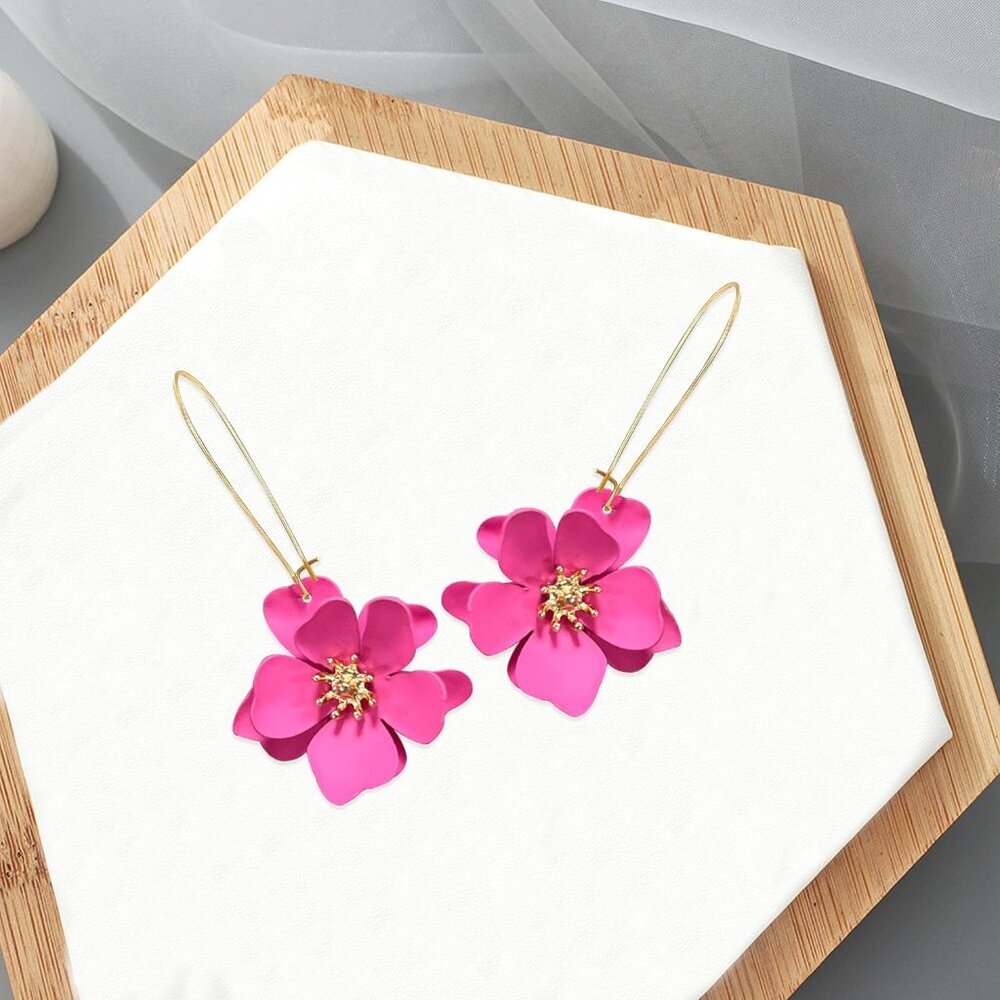 Unique Boho Flower Dangle Earrings Exaggerated La… - image 6